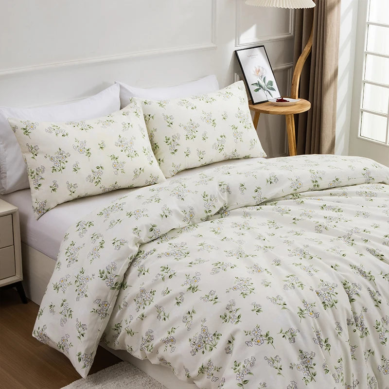 3PC Fashionable Floral Bedding Comfortable Flat Sheet Duvet Cover No Filling Twin/Full/Queen/King Nordic Boy Girl Bed Linen